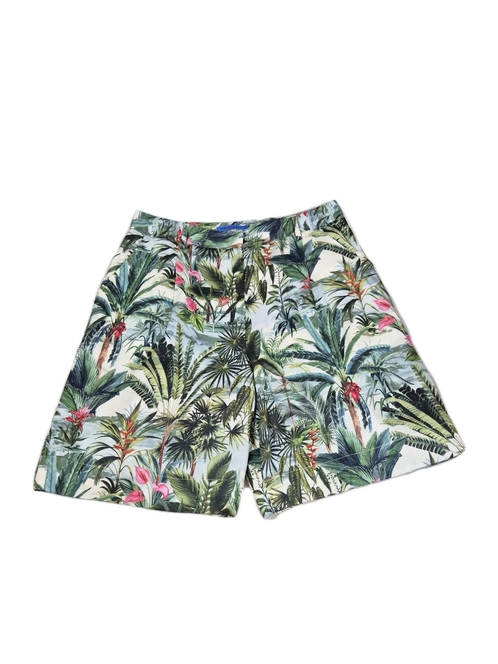 J. McLaughlin Bermuda Shorts Womens Size 12 Tropical Palms Green Pleated NWT 67